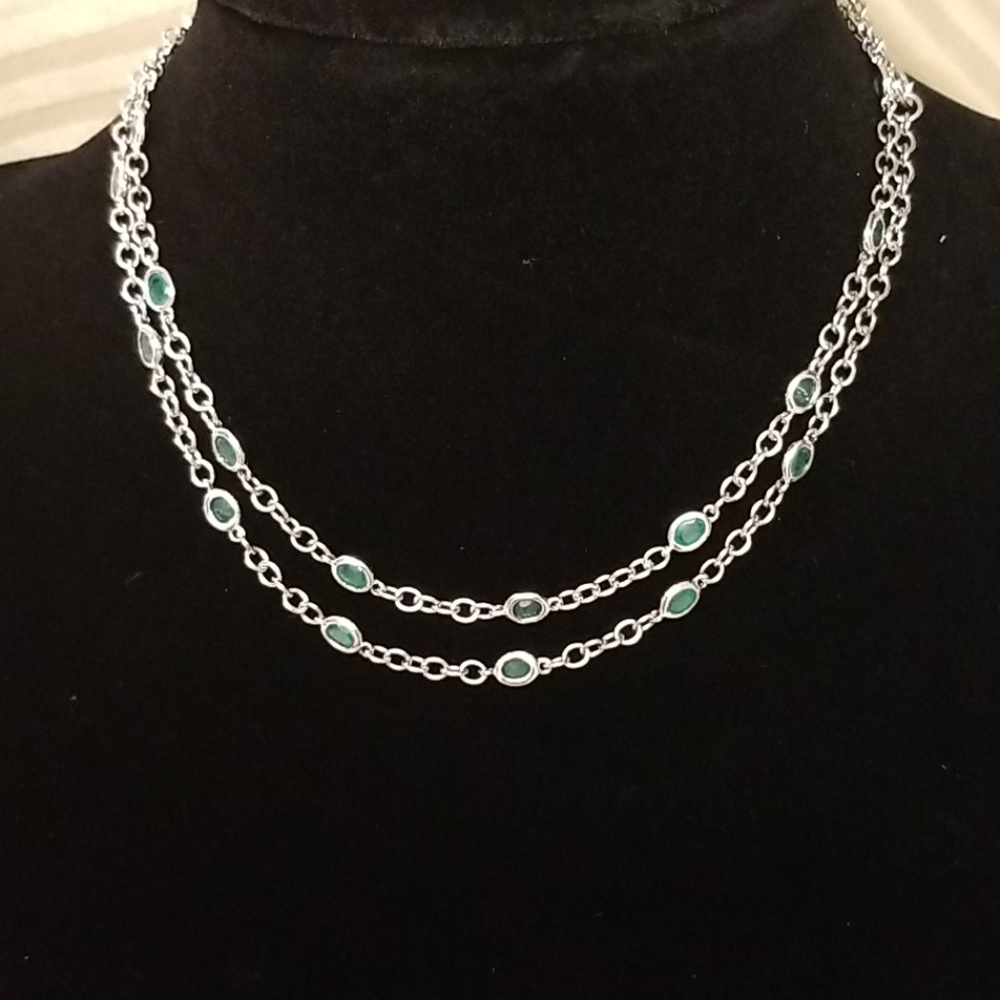 Genuine Emerald Station Necklace